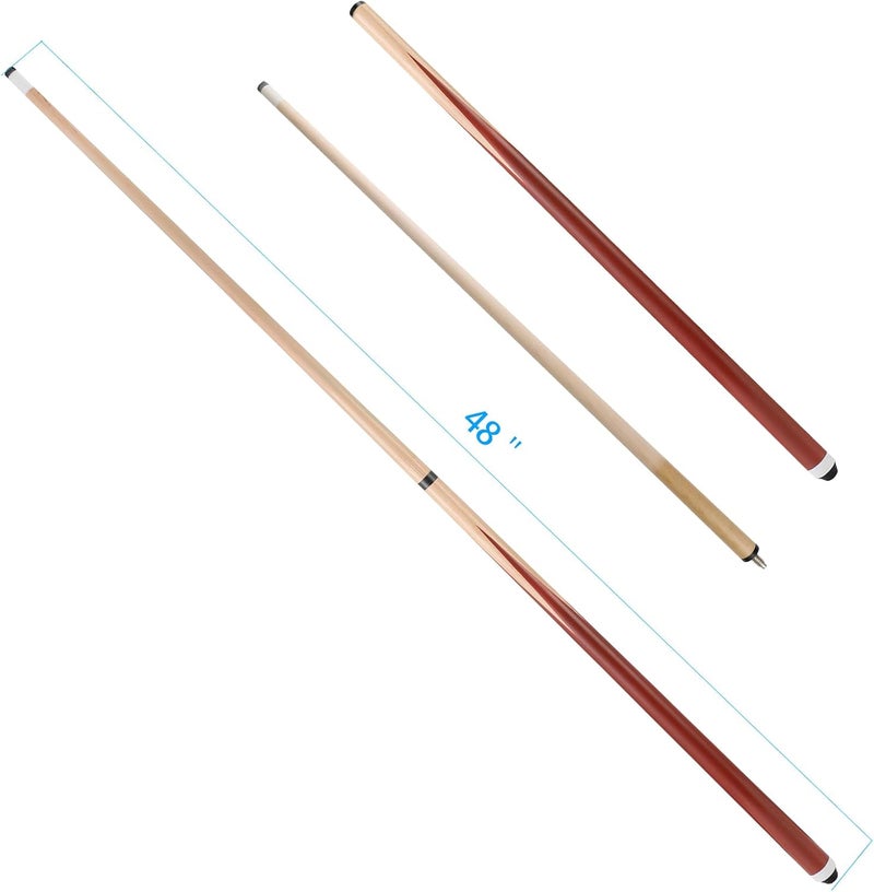 HMQQ 2-Pieces Pool Cue Stick with Coffee Color and 13mm Leather Tip Weight 20OZ (48" Set of 2/ Set of 4, 58" Set of 2/ Set of 4/ Set of 6 20OZ) - Image 2